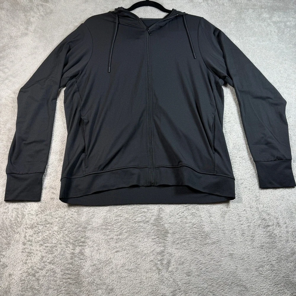 Uniqlo AIRism UV Protection Full Zip Hoodie Mens XL Black Cool Touch 465748